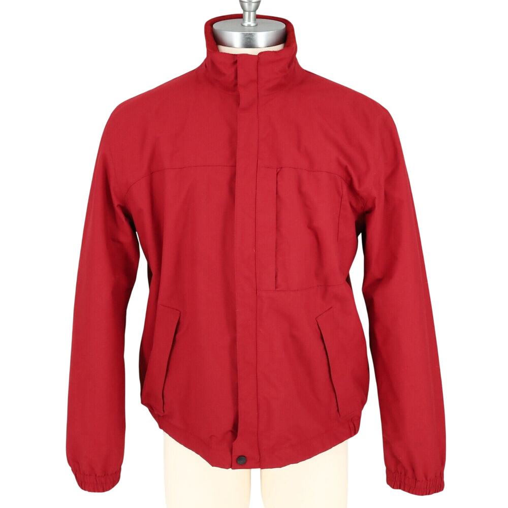 Eddie Bauer Jacket Mens Large Red Bomber Coat WeatherEdge Zipper Lined Gorpcore